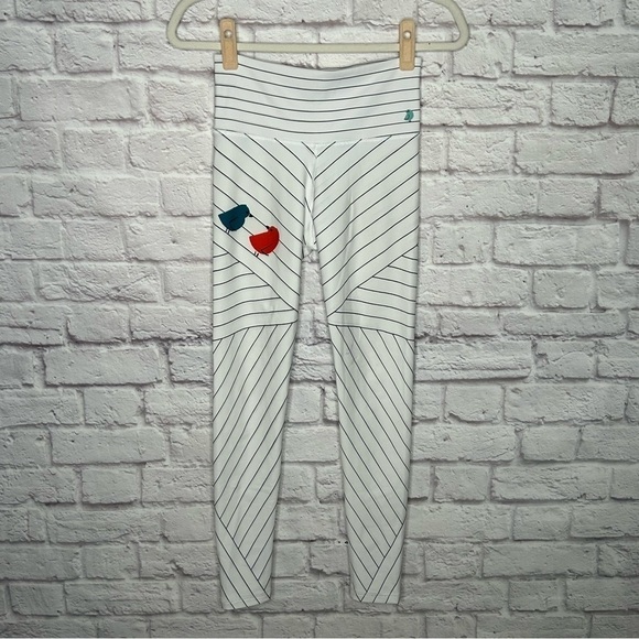 OMGI YOGA Bird and Striped Print High Waisted Activewear Leggings - Picture 6 of 16